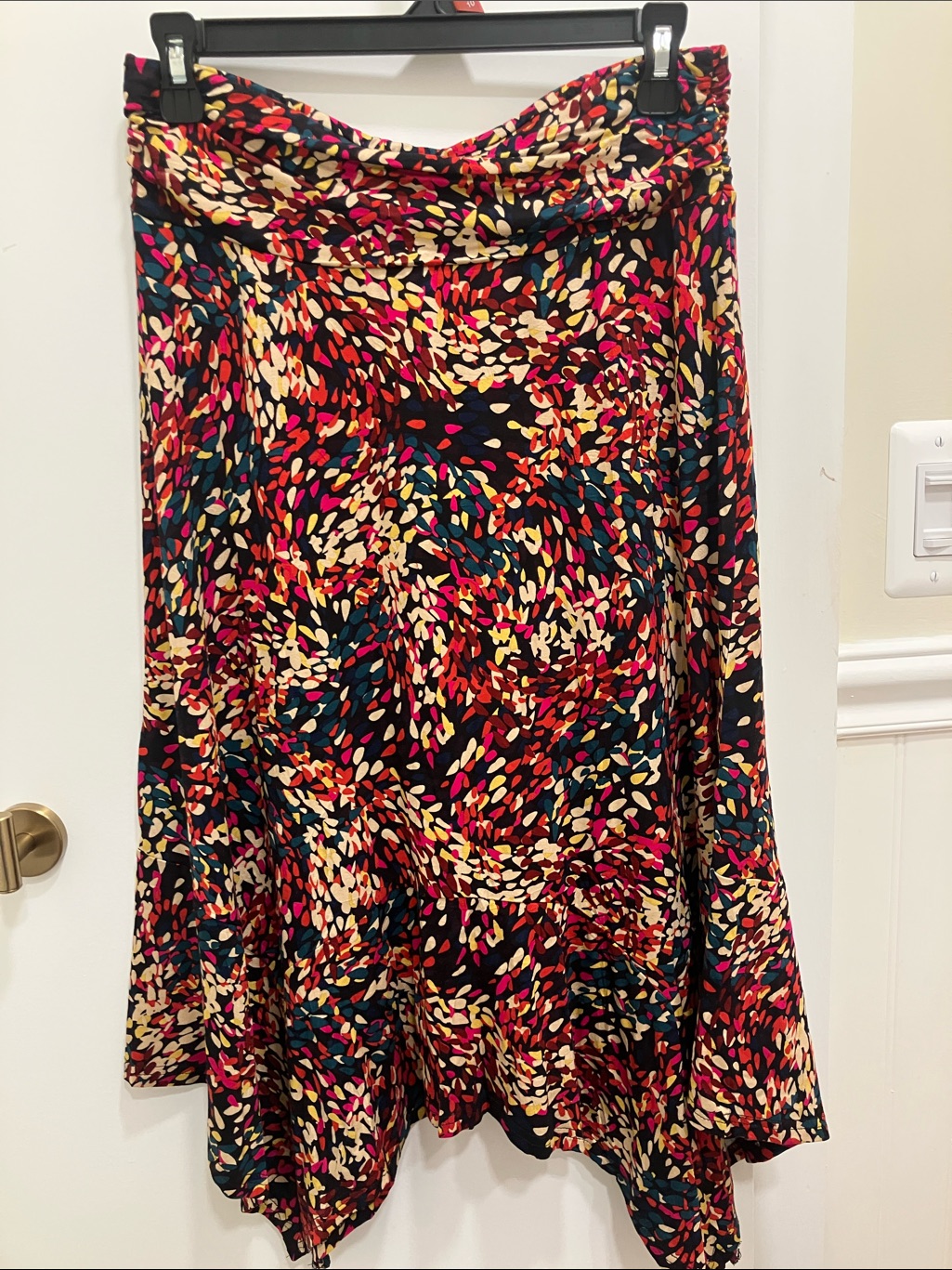 Women's Black Multicolor Printed A-Line Skirt
